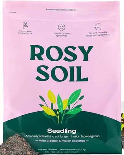 Une photo de produit carrée d'un sac de mélange de semis Rosy Soil.