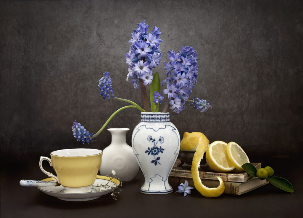 Photos natures mortes fleurs fruits
