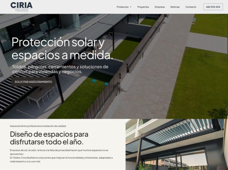 Ciria Toldos inaugure un nouveau site Web avec un design intuitif et une exposition complète de produits et de projets