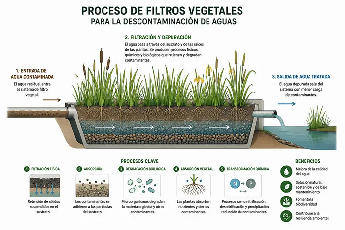 Schéma de base des filtres végétaux pour la décontamination des maisons